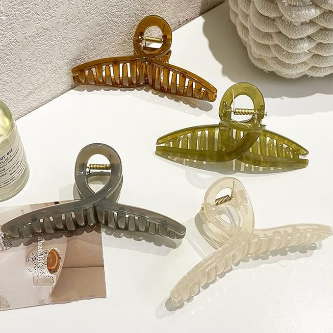 Big Hair Claw Clips for Women - 5.1 Jelly Clips, Larger Size for Long, Thick Hair, 4 Pcs