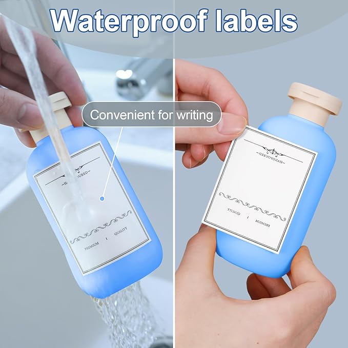ASEVAT 6.7oz Airtight Plastic Travel Shampoo Bottles, Travel Shampoo and Conditioner Bottles Refillable, Empty Travel Size Shampoo Bottle, Hand Soap Dispenser for Vacation, Gym, Lotion（BlueNavy