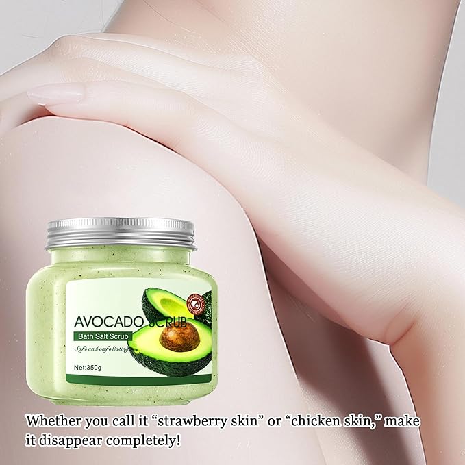 Avocado Body Exfoliator, Deep Cleaning Exfoliating Body Scrub, Moisturizing Nourishing Salt Rose Body Scrub, 350 g