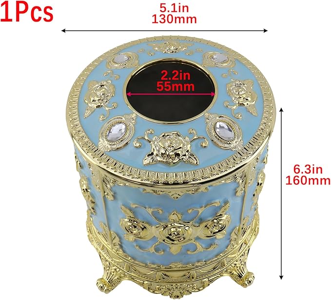 Geesatis Tissue Box Cover, Cylindrical Tissue Box Holder, Napkin Facial Tissues Holder for Bathroom Toilet Bedroom Living Room Table Desk Office Dresser, 1Pcs Sky Blue 5.1''x6.3''