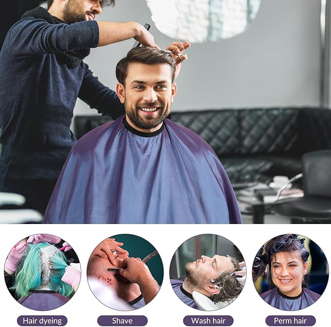 hair cutting cape set, salon barber cape with duster brush and disposable barber neck strip Salon Barber Cape for Men, Women