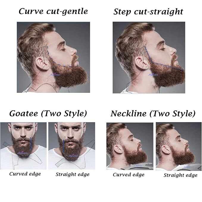 SIGNAMIO® All In One Multipurpose Clear Shaper - Beard Shaper Kit - Premium Shaping Tool - 100% Clear | Many Styles - The Ultimate Beard/Hair Lineup - Pack-1