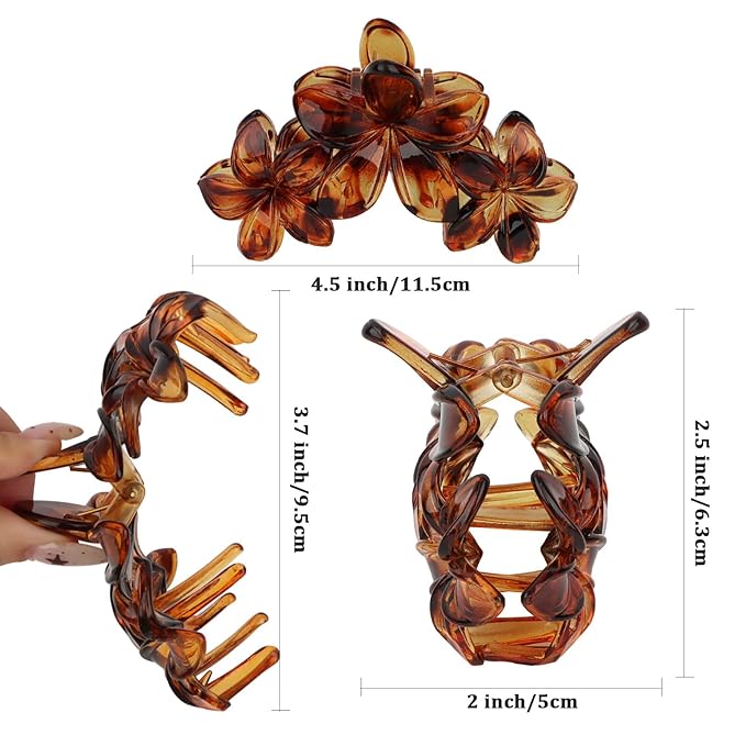 Flower Hair Clips for Women 4PCS Leopard Flower Claw Clips Non-slip Cute Claws for Thick Thin Hair Strong Hold Stylish Accessories for Women Girls