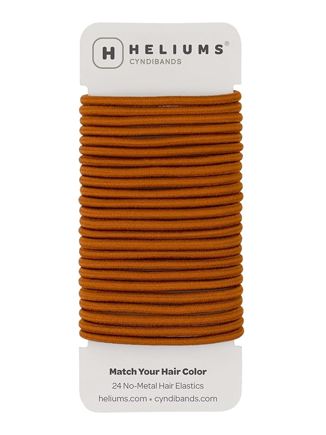 Cyndibands Elastic Hair Ties – Copper Orange - No Damage 4mm Ponytail Holders for Women & Kids, 24-Pack Hair Elastics in Neutral Colors