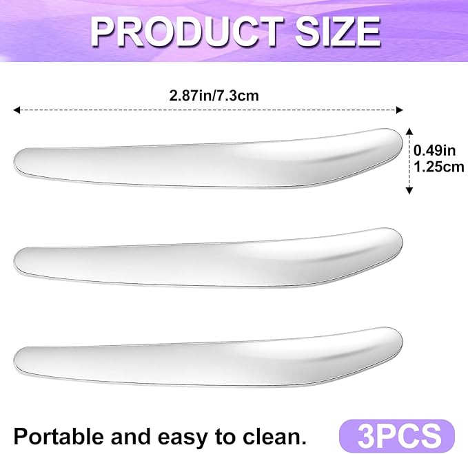 3pcs Mini Stainless Steel Makeup Spatula, 2.87x0.49in Reusable Cosmetic Cream Spatulas Spoon, Silver Skincare Scoop Applicator Facial Massage Beauty Tools for Mixing and Sampling Face Eye Cream