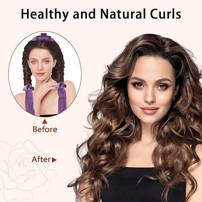 ZILAMPU Heatless Curls Overnight for Long Hair, Heatless Hair Curlers to Sleep In Overnight Curls, 70" Soft Velvet No Heat Hair Curlers Set for Women