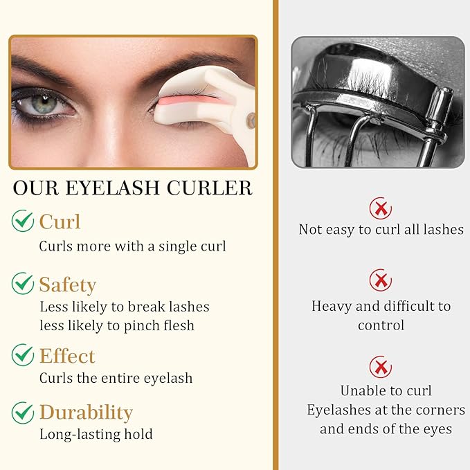 2 Pcs Eyelash Curler, Lash Curler, Quick Natural Curl in 5 Seconds, Comfortable Grip for Long Lasting Curls, White