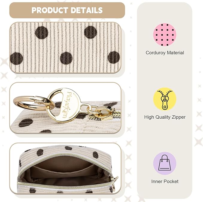 Period Bag for Teen Girls, Corduroy Cute Sanitary Napkin Storage Bag, Menstrual Pad Pouches Tampon Holder for Purse (Blue-Polka Dots)