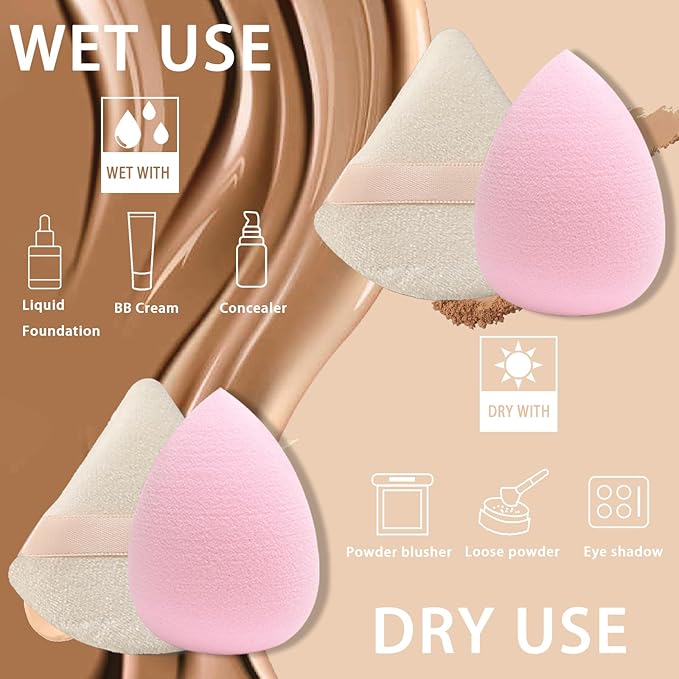21 pcs Makeup Sponge Bulk:Makeup Sponges 21 Pcs for Liquid, Cream, and Powder, Multi-colored Pink make up sponges for foundation