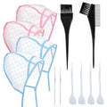Bewudy 12 Pcs 4 Sets of Highlight Cap with Hooks, Hair Highlighting Caps, Highlight Hair Coloring Frosting Dye Kit for Salon Hair Dyeing Hairdressing (2 Blue + 2 Pink)