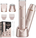 VG VOGCREST Bikini Trimmer for Women: 2-in-1 Rechargeable Painless Body Shaver - Portable Travel-Friendly Pubic Grooming Kit for Underarm Leg Arm
