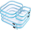 6 Pack Clear Hard Shell Zipper Case, See-Through Hard Plastic Organizer Pouches with Zipper for Travel, Toiletries, Makeup, Electronics & Pencils - Crush-Resistant Storage (Blue)