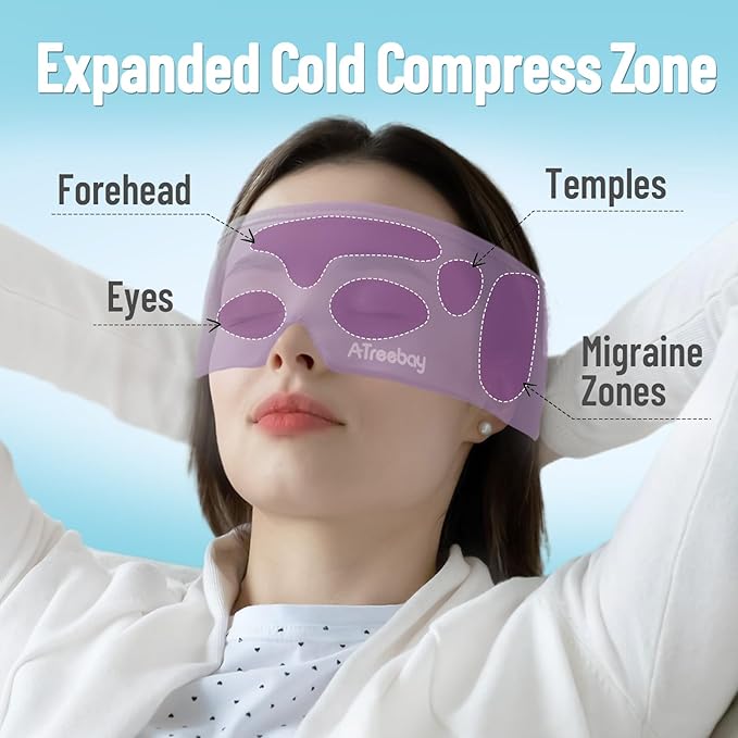 Cooling Eye Mask, Cold Eye Mask for Puffiness, Reusable Ice Eye Masks for Dark Circles And Puffy Eyes, Relieve Your Migraines and Headaches with Gel Eye Masks Therapy, Long-Lasting Comfort, PurPle