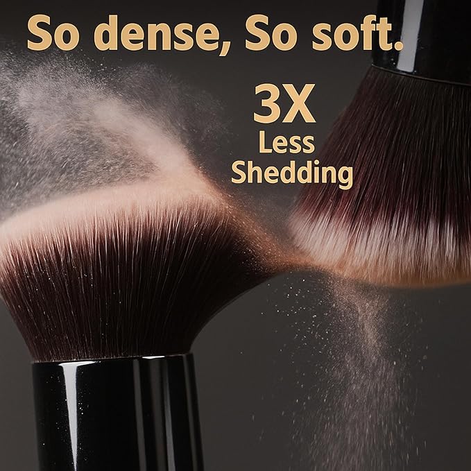 BEAKEY Makeup Brushes Set, Professional Foundation Eyeshadow Concealer Blush Powder Bronzer Applicator, 2 Blender Sponge with Beauty Paper Case