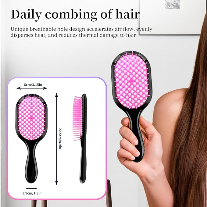 Detangling Brush,4 Pack Detangler Brush, Gentle & Effective Detangling on Wet or Dry Fragile Hair Types,Ultra-light, Detangling Brsuh ventilated and antistatic hairbrush (Pink+Purple+Green+Black)