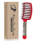 KTKUDY Detangling Hair Brush - Boar Bristle & Tangle-Free Design for Kids, Women, and Men - Perfect for Wet and Dry Hair - Smooth, Magical Pain-Free Styling (Red)