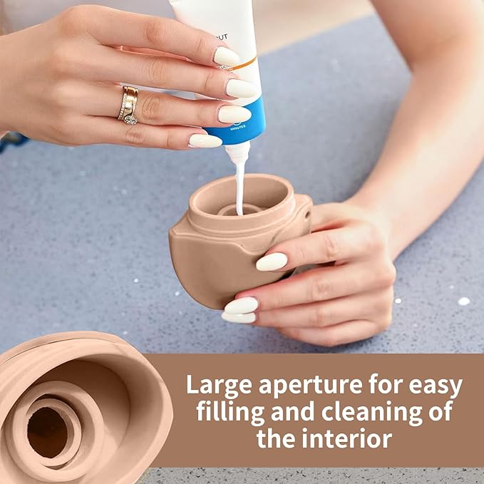 Sunscreen Applicator with Replaceable Body Sunblock Lotion Sponge 1.86oz Sunscreen Sponge Applicator Refillable Portable Silicone Washable for Women Adults Family Travel Size (khaki)