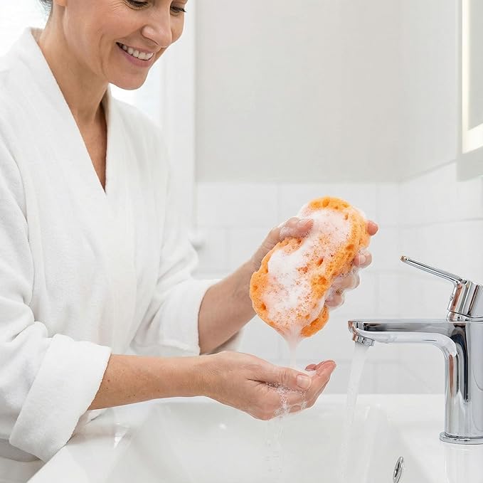3piece Shower Sponge Set with Colored Honeycomb Pattern (red, Blue, Purple)