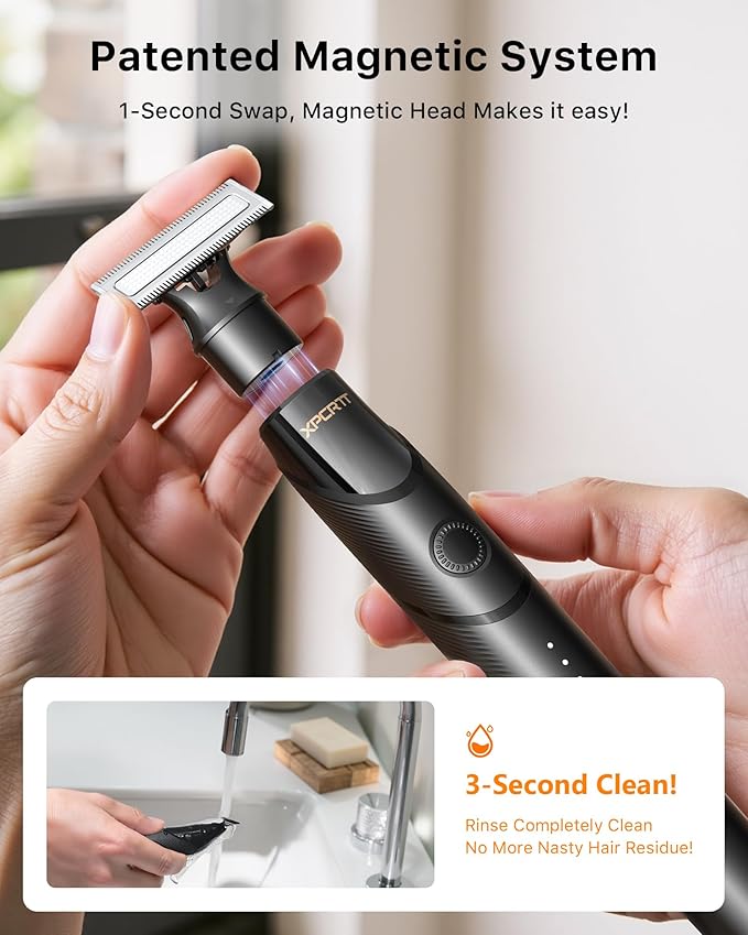 [2026 Upgraded Beard & Body Hair Trimmer for Men [All-in-One] USB-C Fast Charging, Groin & Ball Hair Painless Electric Shaver, Travel Razors, Waterproof Wet/Dry Groomer, Black(Lite)