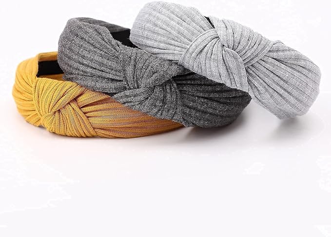 DRESHOW 8 Pack Knotted Headbands for Women Wide Turban Headband Yoga Exercise Ribbing Hair Hoop Hair Bands Accessories