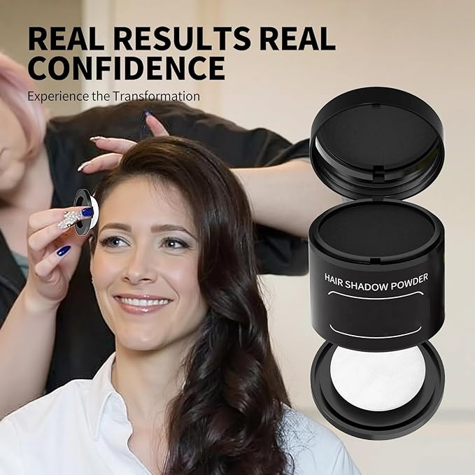 gowwim Root Touch up Powder, Instantly Gray Hair Cover up Hairline Powder for Women & Men Waterproof and Sweatproof Root Cover Up Long-Lasting for Thinning & Loss Hair (Brown, 10g)