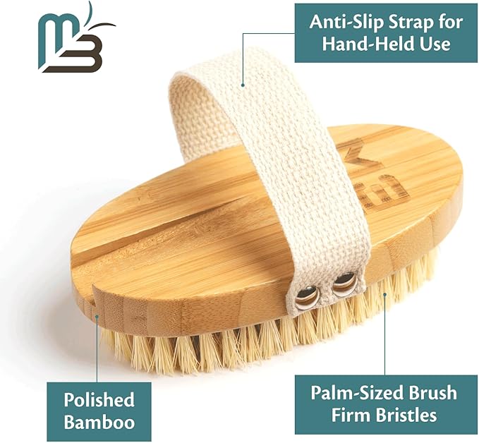 Firm Dry Brush & Shower Brush for Body - Handheld Back Scrubber Body Brush Exfoliator & Dead Skin Remover for Body Firm & Tighten Skin Improve Circulation for Men & Women by M3