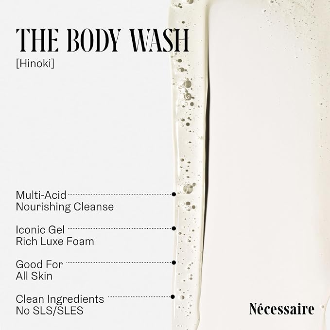 Nécessaire The Body Wash Hinoki. Multi-Oil Shower Gel Body Wash for Women + Men. Non-Comedogenic + Hypoallergenic for Sensitive Skin with Niacinamide. 500ml/16.9 fl oz