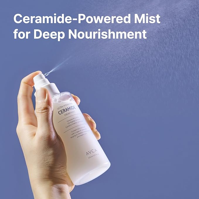 AVCA Ultra Hydrating Ceramide Cream Mist – Milky Face Mist with 5 Ceramides for Deep Moisture, Soothing & Dewy Glow, Lightweight Moisture-Boosting Facial Spray for All Skin Types (5.07 fl oz)