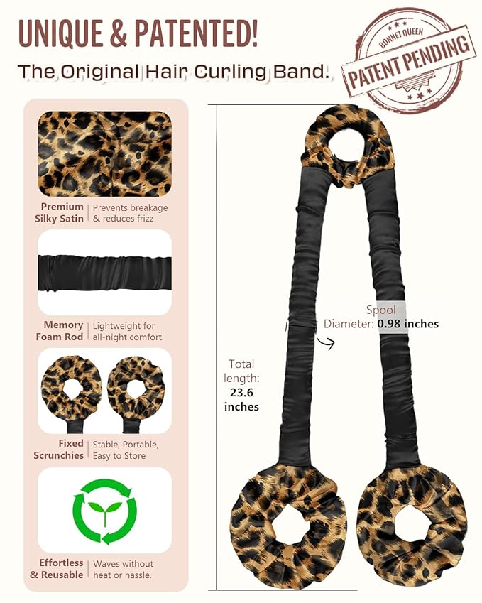 BONNET QUEEN Heatless Hair Curler for Heatless Curls Overnight, All-in-One Sleepy Tie Satin Curling Rod, Hair Curlers to Sleep In, Overnight Blowout Rods, Hair Rollers for Women Long Hair