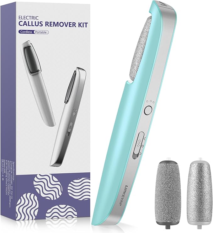 Electric Callus Remover for Feet, Professional Pedicure Kit Foot Scrubber for Dry, Dead, Cracked, Hard Skin, at Home Feet Spa Care Kit for Men & Women (Blue)