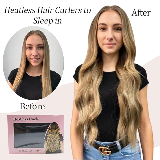 Heatless Curls Overnight,No Heat Hair Curlers to Sleep in, Soft Heatless Curling Ribbon Set with Clip Hair Rollers for Blowout Look Long Hair(Burgundy Red)