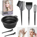 ROOHUA 8 Pcs Hair Coloring Kit - Professional Hair Dye Tools for Home Salon Use with Bowl, Brush, Comb, Clips, Gloves & Shower Cap - Reusable Supplies (8, Black)