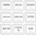 Segbeauty 18pcs Waterproof Self-Adhesive Labels for Organizing Bathroom, Soap Dispenser, Home, Laundry, Cleaning - Removable Stickers for Plastic Glass Bottles