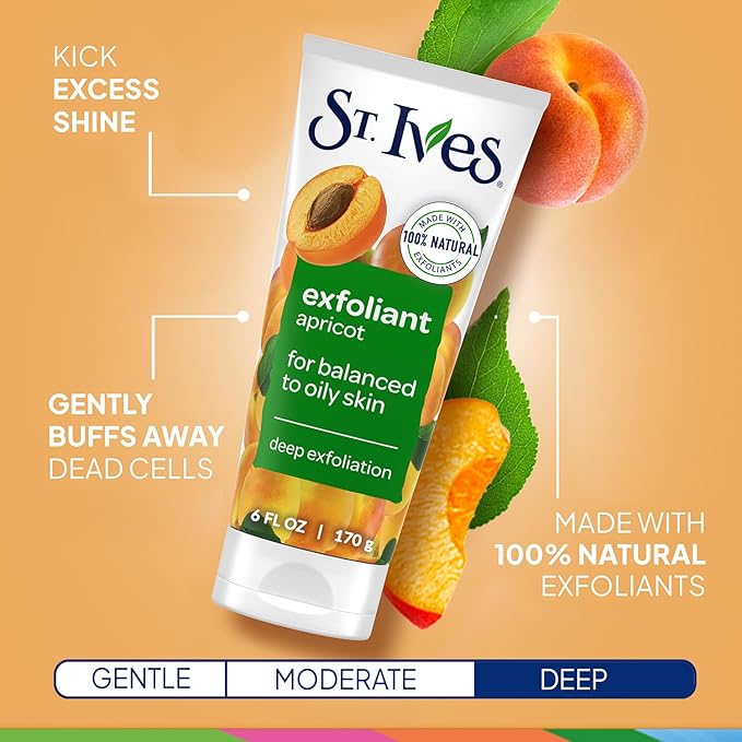 St. Ives Face Scrub, Exfoliant Variety 2-Pack, Fresh Skin & BHA Apricot Scrubs, 6 Oz Ea