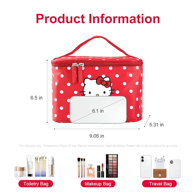 Vimanllie Large Travel Makeup Bag Cosmetic Bags with Dedicated Brush Holder, Portable Toiletry Organizer with Handle for Girl,Cute Storage for Women