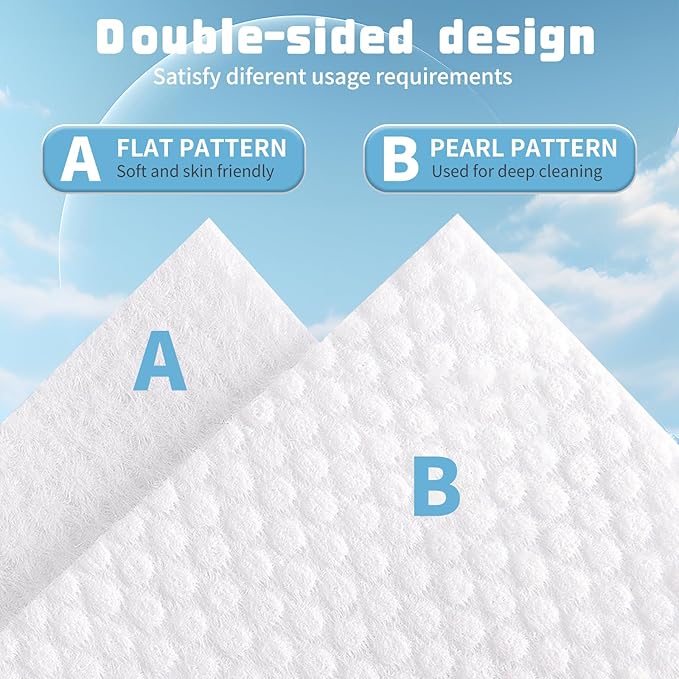 100 Count Disposable Face Towel, Biodegradable Facial Dry Wipes, Super Soft & Thick Face Cloth, Lint-Free Face Towelettes for Sensitive Skincare, Makeup Remover Dry Wipes, Facial Cleansing (4 Pack)
