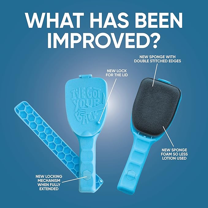 Bakslap Body Lotion Back Applicator for Self Use | Apply Cream and Lotion for Women, Men, Ideal for Elderly | Extendable Long Handle for Legs and Body - Blue