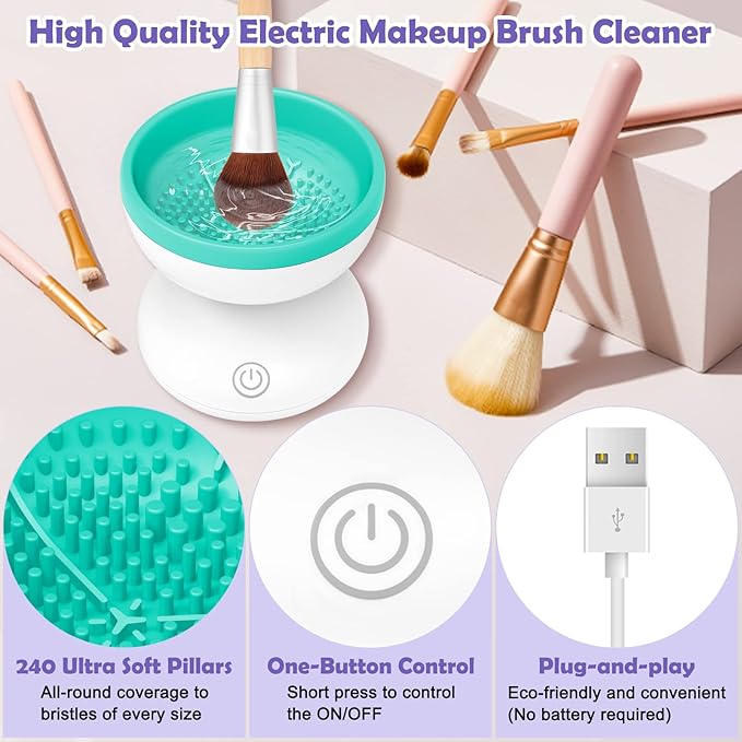 Electric Makeup Brush Cleaner, Luxiv Wash Makeup Brush Cleaner Machine Fit for All Size Automatic Spinner Dryer, Beauty Blender Washer