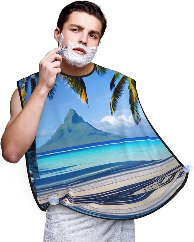 Tropical Fruit Pineapple Print Beard Bib Shaving Apron, Beard Hair Trimming Cape Gift For Dad