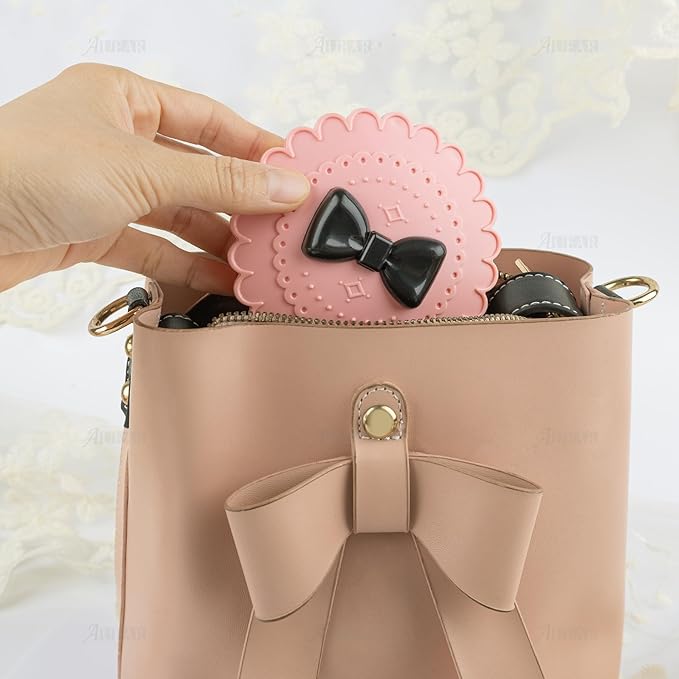 AUEAR, 2 Pack of Bow Eyelashes Case Plastic Pink Storage Box for Travel Women and Girls