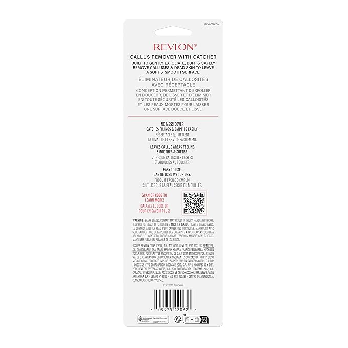 Revlon Callus Remover, Foot File for Wet or Dry Skin, Pedicure Tools,Gently Removed Callus and Dead Skin, Easy to Use (Pack of 1)