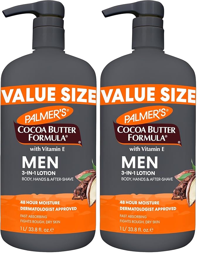 Palmer's Cocoa Butter Formula Men's 3-in-1 Fast Absorbing Face & Body Lotion, 33.8 oz. (Pack of 2)