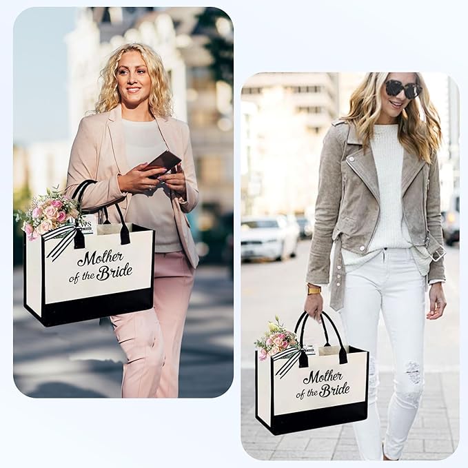 Mother of the Bride Gifts, Wedding Gifts for Mom from Daughter, Mother of the Bride Canvas Tote Bag, Unique Mom Gift for Christmas Honeymoon, Bridal Shower Gift