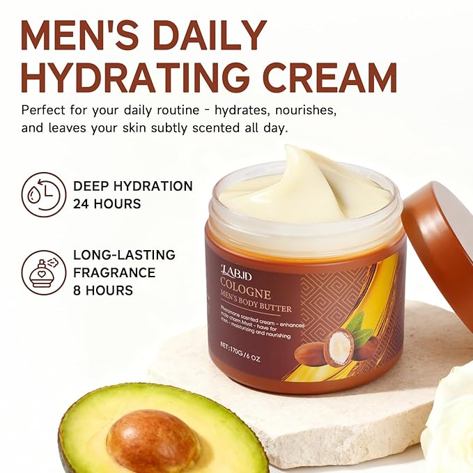 Cologne Body Butter for Men, 2 Pack Pheromone Scented Cream, Pheromone body butter for men,Hydrates and moisturizes to enhance attractiveness