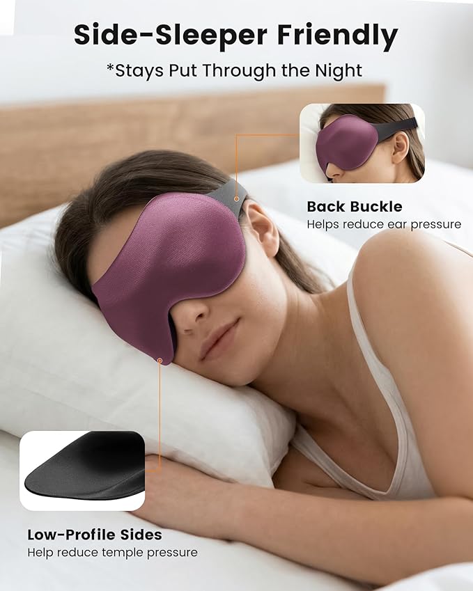 Sleep Masks for Women Men 3 Pack: Zero Eye Pressure Airplane Travel Essentials - 100% Blackout Eye Masks for Sleeping - Side Sleep Comfort Cover for Lash Extensions