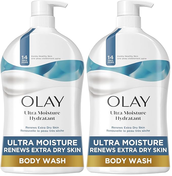Olay Body Wash for Women,Ultra Moisture,For Extra Dry Skin,24hr Moisturizing,Hydrating & Refreshing,B3 Vitamin Complex,Free of Parabens & Phthalates,Scented,33 fl oz,(Pack of 2)