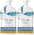 Olay Body Wash for Women,Ultra Moisture,For Extra Dry Skin,24hr Moisturizing,Hydrating & Refreshing,B3 Vitamin Complex,Free of Parabens & Phthalates,Scented,33 fl oz,(Pack of 2)