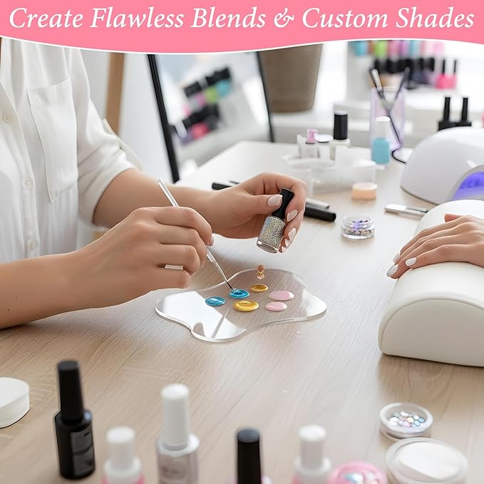 Nail Art Palette Nail Polish Palette Nails Painting Mixed Color Pallet Acrylic Makeup Mixing Plate Cosmetic Mixing Tools for Nails Art Transparent Manicure Tray for Beauty Salon