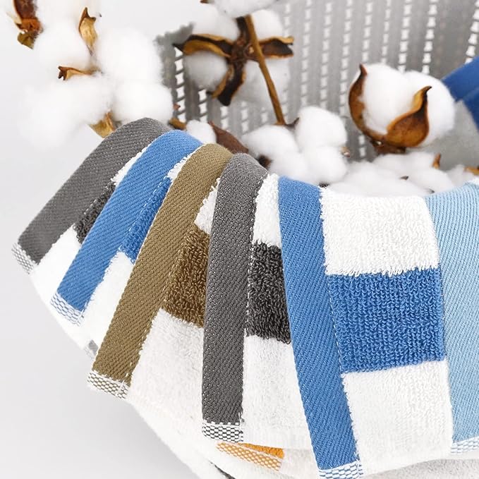 Jacquotha 12 Pack Wash Cloths for Showering 3 Colors, Cotton Washcloths Gentle for Men Women Kids, Durable Wash Rags Large Size 13" X 13"
