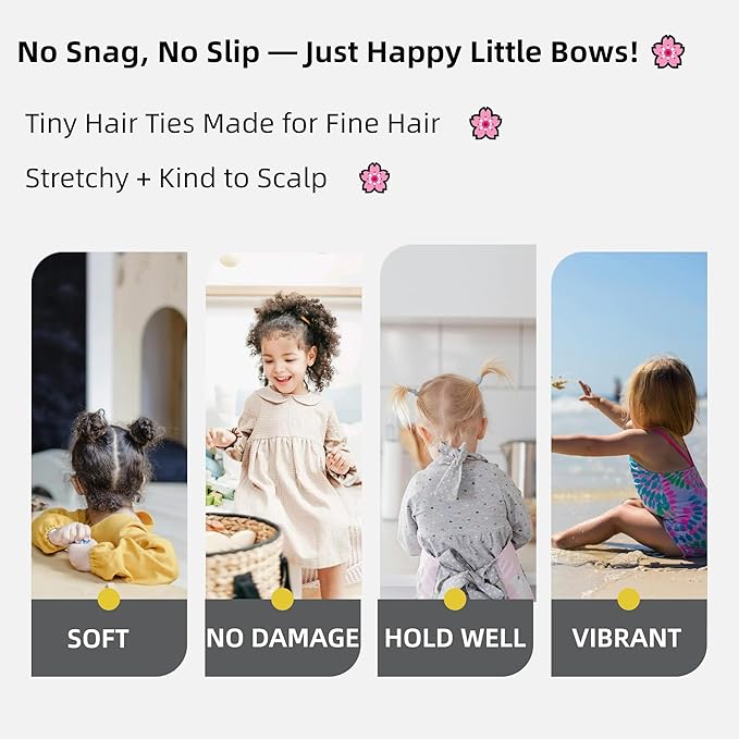 Small Hair Ties for Toddler Gilrs, Adult's Fine Hair,120pcs,No Damage Mini Hair ties for Baby, Kids,Soft Cotton Tiny Hair Tie,Seamless Hair Scrunchies,Won't Pull Out
